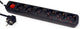 Prise Roline 6 prises avec interrupteur, noire, 6 m
