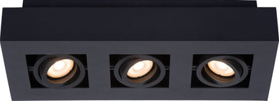Lucide xirax - spot de plafond (plafonnier) - led dim to warm - gu10 - 3x5w 2200k 3000k - noir