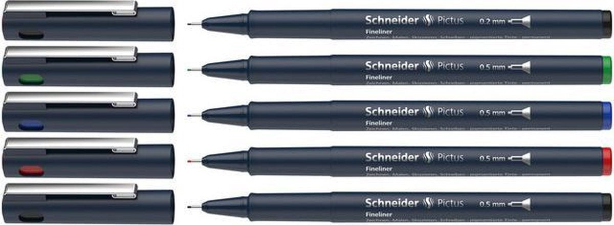 Schneider instruments d'écriture schneider fineliner - pictus - couleurs assorties - 5 pièces - s-197595