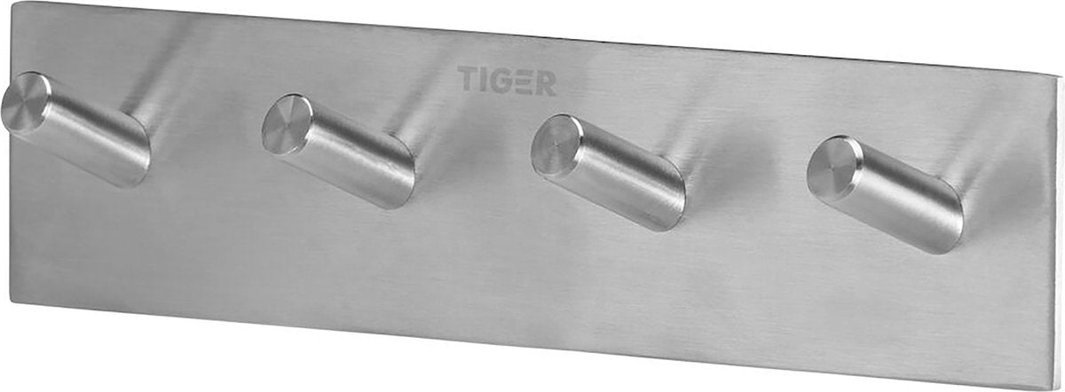 Tigre carré - crochet porte-serviettes multi - sans perçage - crochets porte-serviettes - ruban adhésif 3m - acier inoxydable brossé