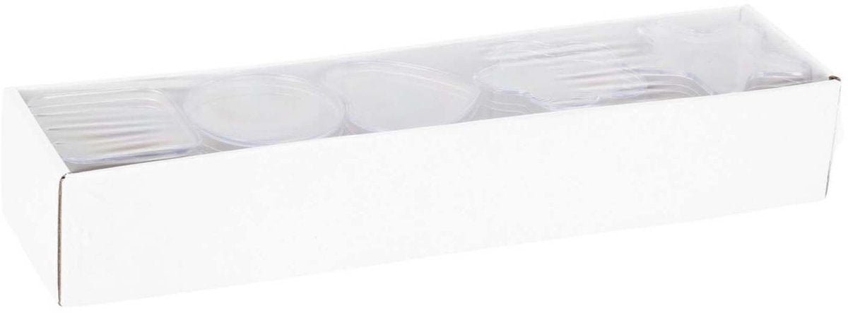 Formes de boîtes de rangement transparentes, 5 pcs.