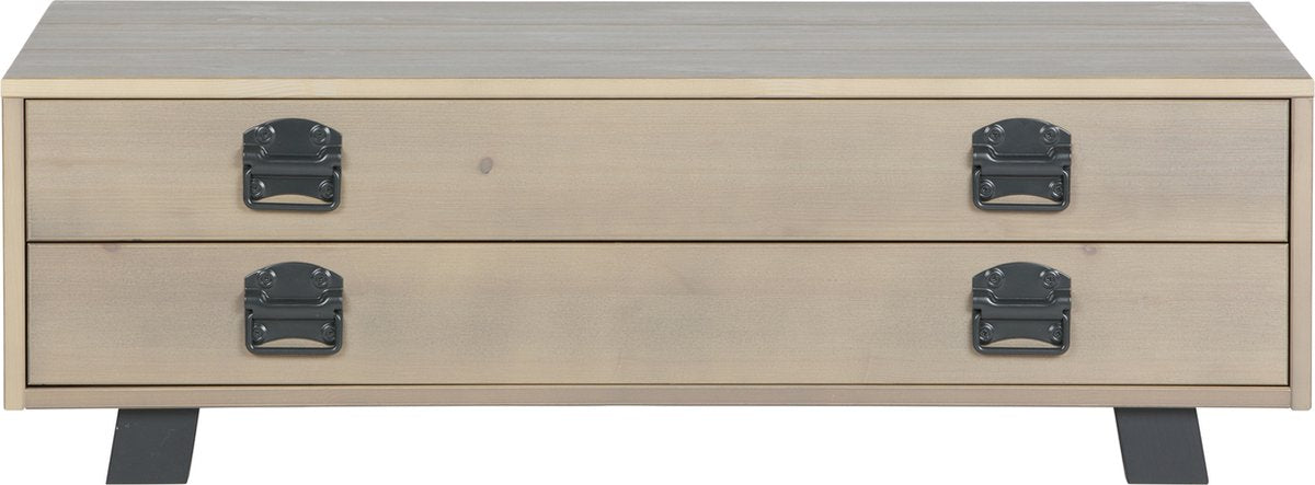 Table basse Woood Derby - pin - fumée - 35x110x62