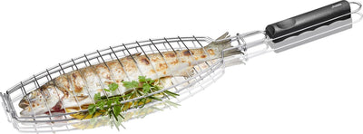 Gefu barbecue porte-poisson - grille à poisson en acier inoxydable pour barbecue - avec manche en bois