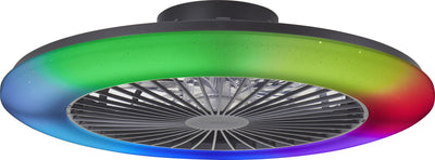 Brilliant salerno - ventilateur de plafond - avec éclairage - LED 48w - 3000k-6500k - 58cm - dimmable - noir - très silencieux