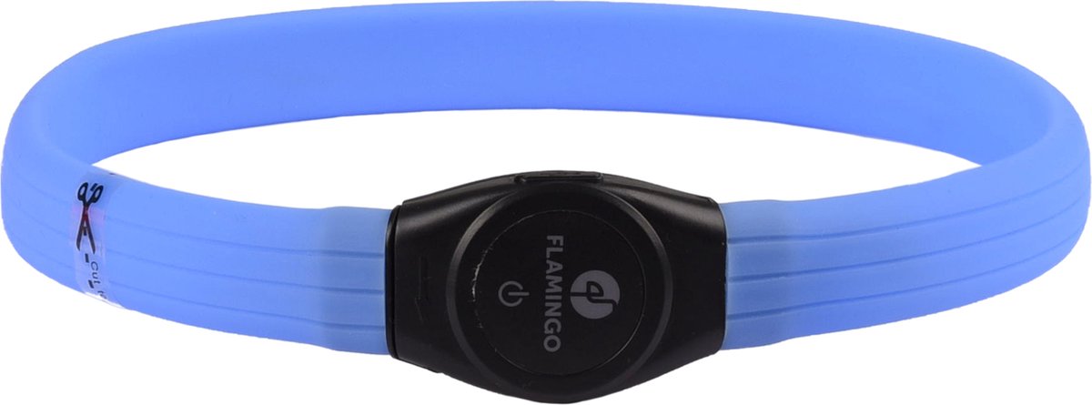 Collier pour chien Flamingo LED rechargeable - ilona visio bleu - 35-64cm - collier lumineux avec USB 3 positions - visible jusqu'à 500m