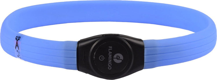 Collier pour chien Flamingo LED rechargeable - ilona visio bleu - 35-64cm - collier lumineux avec USB 3 positions - visible jusqu'à 500m