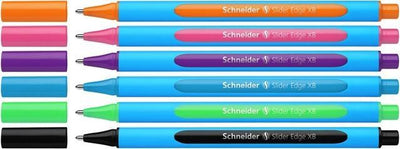 Schneider instruments d'écriture stylo à bille schneider - bord coulissant - plume xb 1,4 mm - assortiment de 6 pièces - s-152276