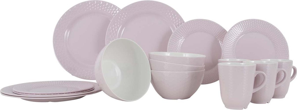 Gimex - ligne royale - vaisselle - pastel - rose - 16 pièces