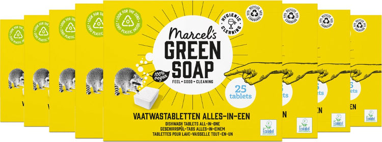 Pastilles lave-vaisselle savon vert Marcel's - 8 x 25 pièces - 200 lavages