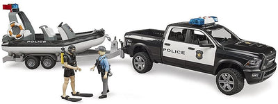 Bruder Ram 2500 Police Truck avec bateau + remorque et 2 figu