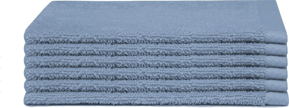 Seahorse pure - débarbouillettes - 16x21 cm - denim - lot de 6