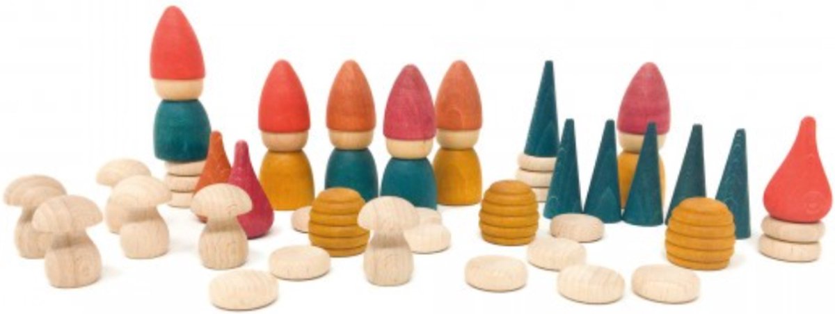 Grapat - nins tomten - figurines de jeu en bois - 42 pièces