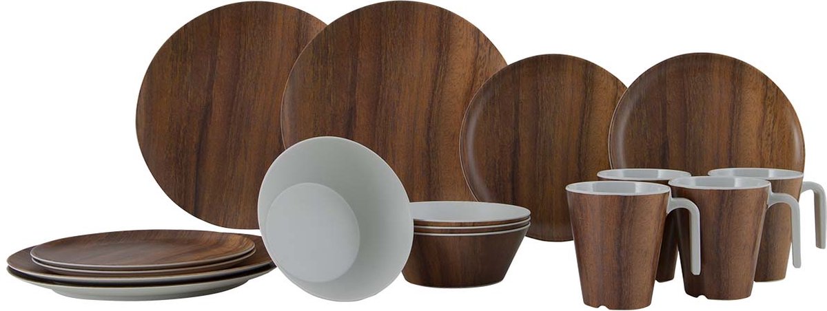 Gimex - ligne nature - vaisselle - bois - 16 pièces