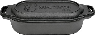Valhal outdoor - cocotte double poêle 1l - petite cocotte, fonte, ovale, motif grill, vh1l