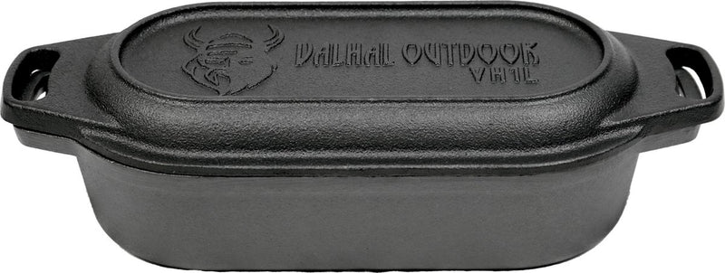 Valhal outdoor - cocotte double poêle 1l - petite cocotte, fonte, ovale, motif grill, vh1l