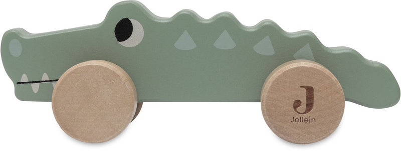 Jollein - crocodile en bois sur roues - jouets en bois - jungle jambo - 100% fsc