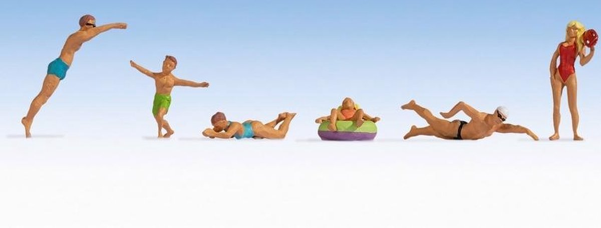 Noch 0015849 h0 figurines de natation peintes à la main, debout, couchées