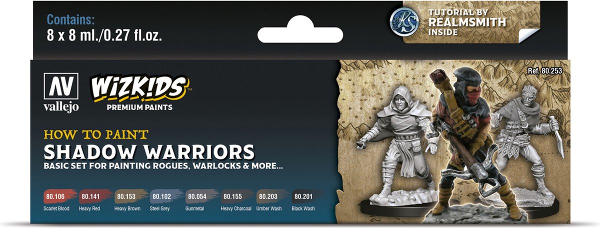 Vallejo Shadow Warriors - Peintures premium Wizkids - 8 couleurs - 8 ml - 80253