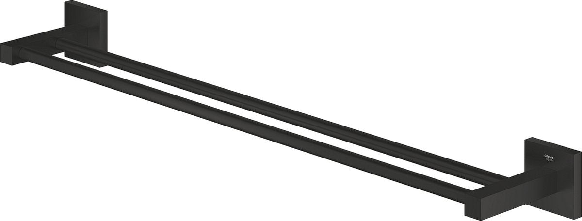 Porte-serviettes double Grohe quickfix start cube - 654 mm - deux rails - noir mat