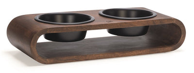 Conçu par lotte melira - service de table chien - bois acier inoxydable - noir -- 47x19,5x10 cm - 800 ml