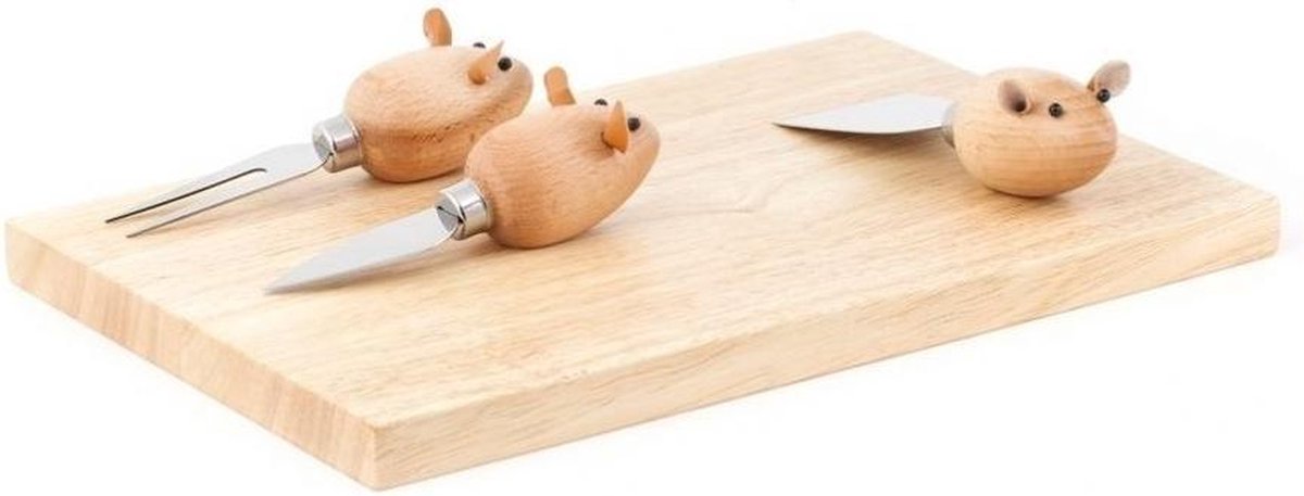 Plateau de fromages Kikkerland et 3 couteaux souris