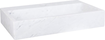 Fontaine plate Differnz 38x24x8cm 1 trou robinetterie droit rectangle mat marbre blanc