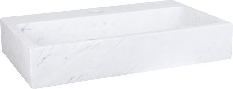Fontaine plate Differnz 38x24x8cm 1 trou robinetterie droit rectangle mat marbre blanc