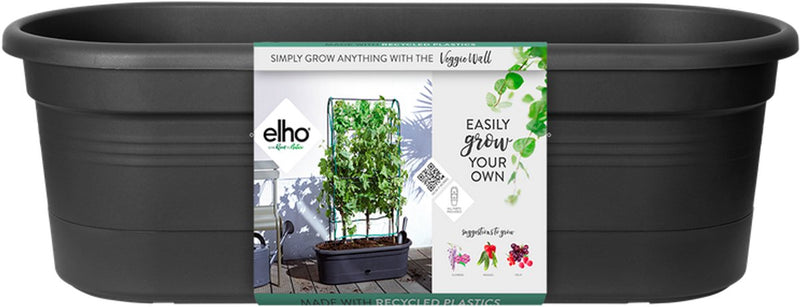 Elho green basics veggie wall 80 - bac de culture - jardinage vertical - plastique 100% recyclé - ø 77,5 x h 26,0 cm - noir vivant