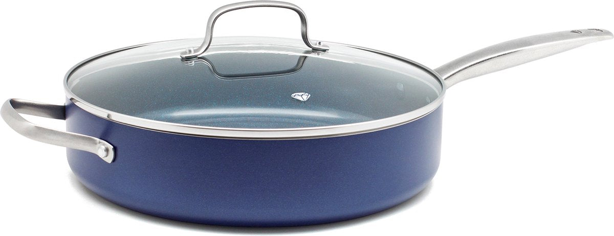 Poêle Blue Diamond - avec couvercle - 28 cm - bleue - induction - antiadhésive - sans pfas