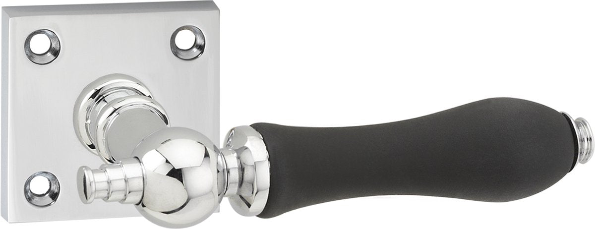 Poignée de porte Impresso - Bracknell - pour l'intérieur - carrée avec vis - chromée - noire - 2 pièces