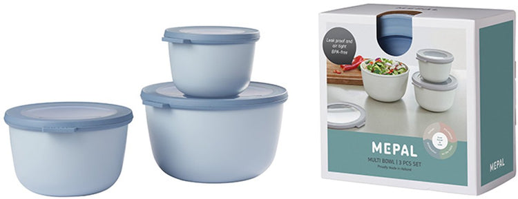 Mepal - coffret de conservation alimentaire cirqula multi bols - 500 + 1000 + 2000 ml - rond - bleu nordique