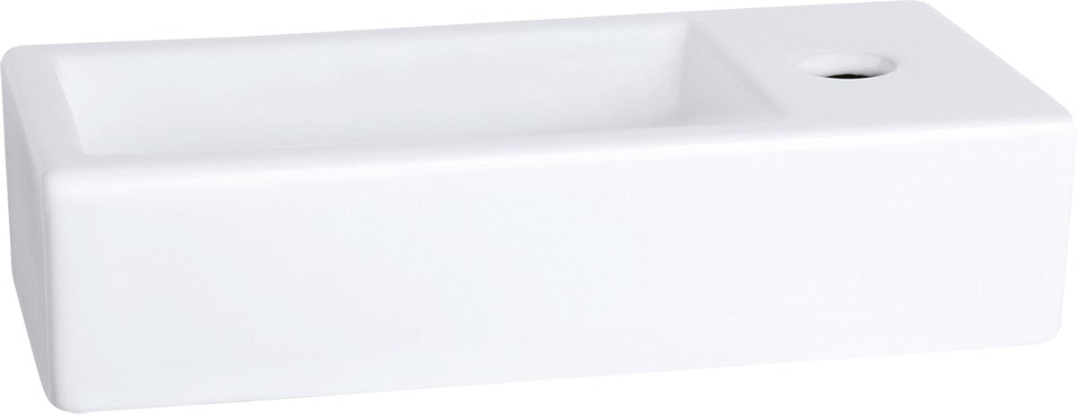 Fontaine Differnz Ravo - 38,5x18,5x9,5cm - 1 trou de robinetterie à droite - céramique blanche
