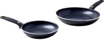 Greenpan cambridge set de poêles 2 pièces - 20 28 cm - revêtement antiadhésif sans PFA - set de poêles à induction - poêle en céramique - passe au four jusqu'à 180°c - poignées froides - noir