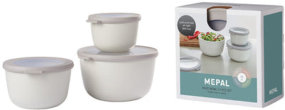 Mepal - coffret de conservation alimentaire cirqula multi bols - 500 + 1000 + 2000 ml - rond - blanc nordique