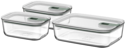 Set de récipients alimentaires en verre Mepal easyclip - 2x 700 + 1500 ml - récipients alimentaires en verre avec fermeture coulissante - convient au micro-ondes. four (à vapeur). réfrigérateur et congélateur - sauge nordique