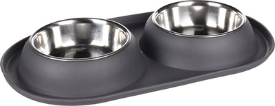 Flamingo grafa duo dîner - pot à manger et à boire pour chiens - pot à manger duo dîner grafa gris foncé dia 14,5cm 2x500ml - 1pc - 139074 - 1pc
