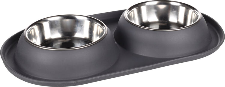 Flamingo grafa duo dîner - pot à manger et à boire pour chiens - pot à manger duo dîner grafa gris foncé dia 14,5cm 2x500ml - 1pc - 139074 - 1pc