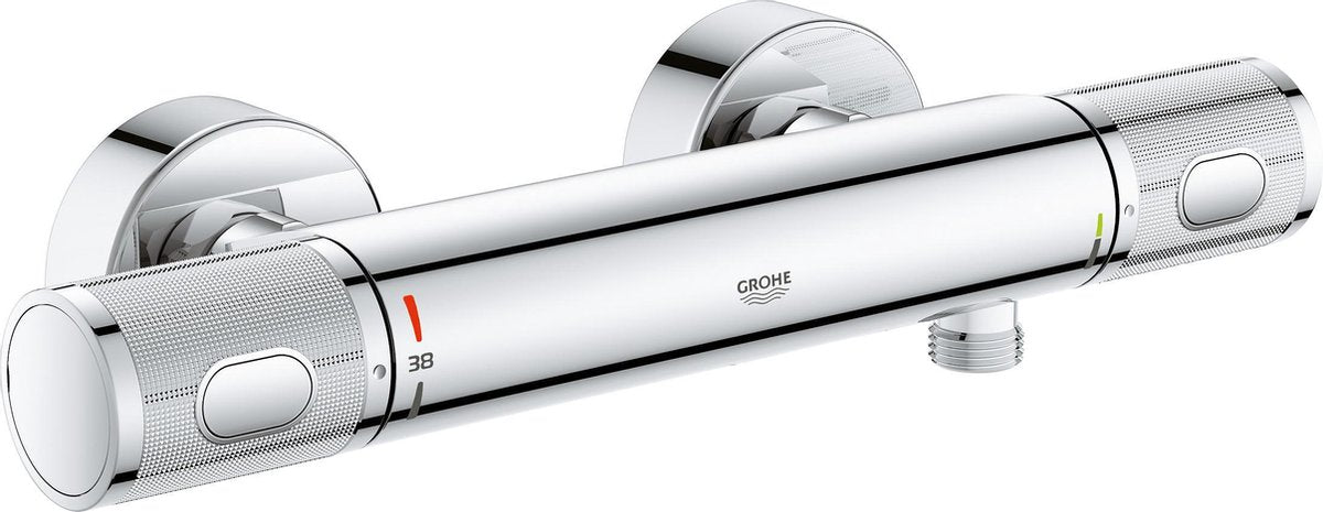 Robinet de douche thermostatique Grohe Precision Feel - 12 cm - économie d'eau - avec technologie cooltouch - raccords inclus - chrome