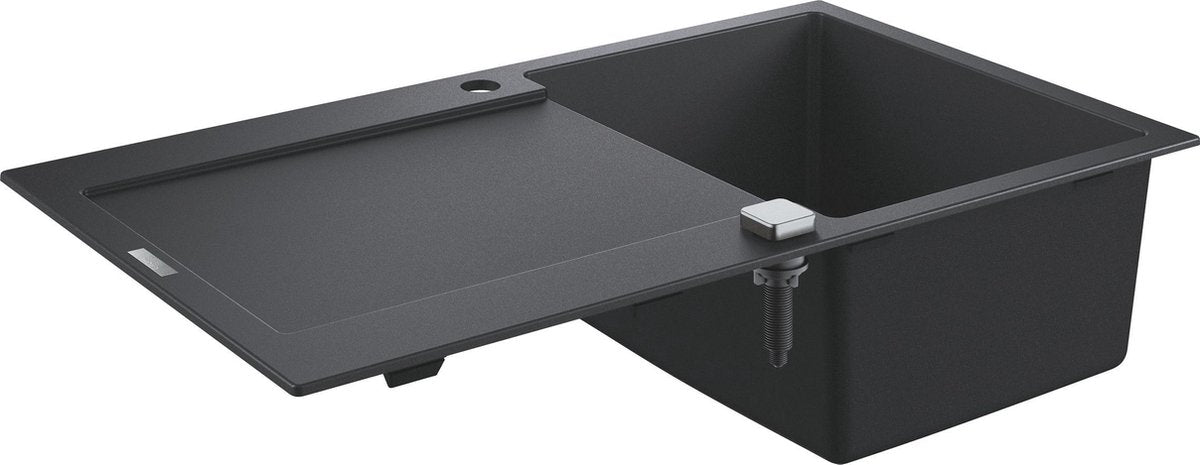 Évier composite Grohe k500 avec égouttoir - 86 cm - à encastrer - avec trop-plein et vidange automatique - granit noir