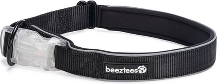 Beeztees équipement de sécurité parinca - collier pour chien - LED - nylon - noir - 50-55x2,5 cm