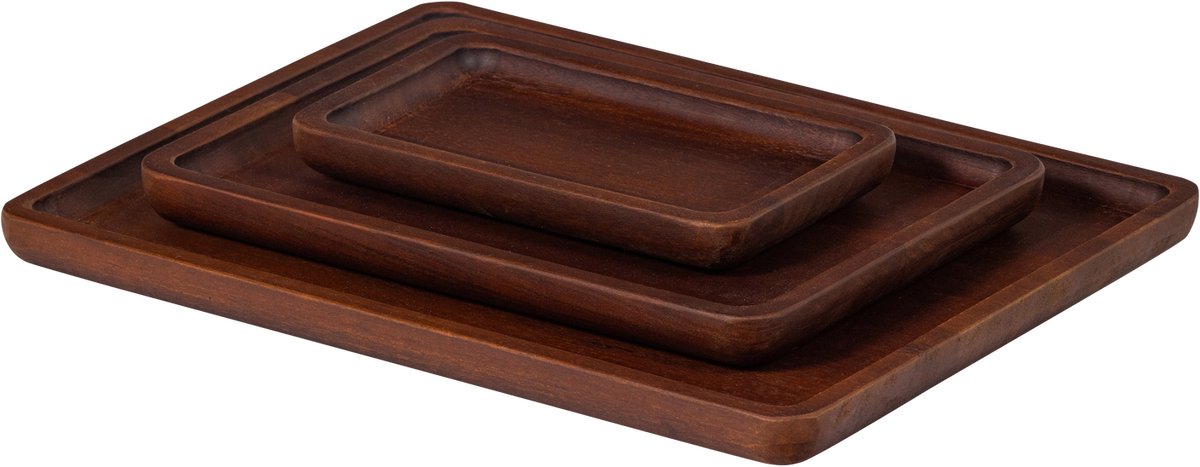 Plateau Trayla Woood - bois de manguier - marron - lot de 3