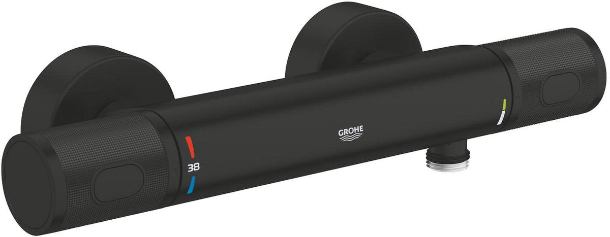 Mitigeur thermostatique de douche Grohe Precision Feel avec Cool Touch - mural - économie d'eau - noir mat