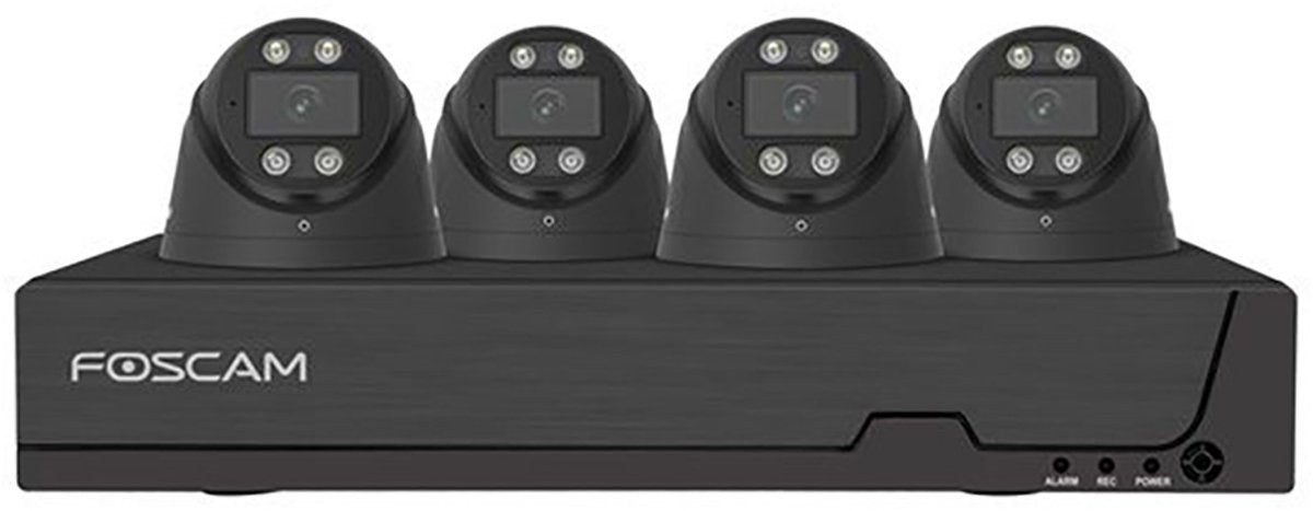Foscam fn9108e-t4-2t kit ensemble de caméras de sécurité - 4 caméras - poe - mémoire 2 To - vision nocturne 20m - 5mp - noir