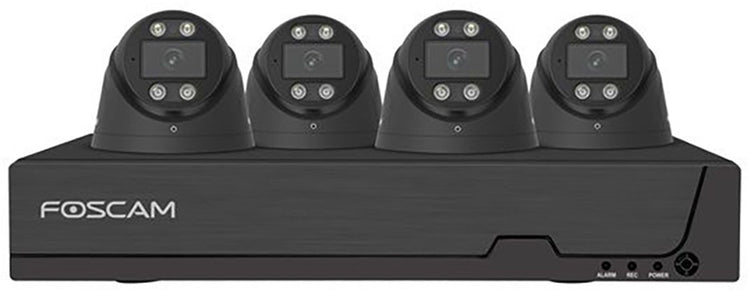 Foscam fn9108e-t4-2t kit ensemble de caméras de sécurité - 4 caméras - poe - mémoire 2 To - vision nocturne 20m - 5mp - noir