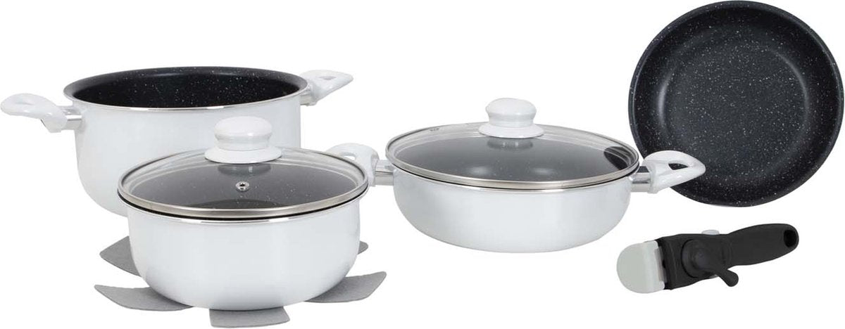 Gimex - set de poêles - induction - blanc - 7 pièces