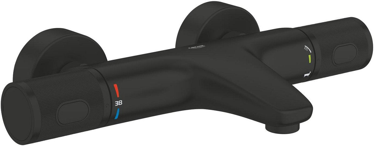 Mitigeur thermostatique de bain Grohe Precision Feel - mural - avec cool touch - économie d'eau - noir mat