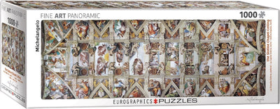 Eurographics - le plafond de la Chapelle Sixtine - michelangelo di buonarotti - 1000 pièces 96×32cm (l×h) - puzzle panorama d'art