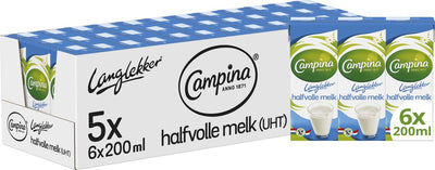 Lait demi-écrémé Campina 20cl (5x pack de 6)