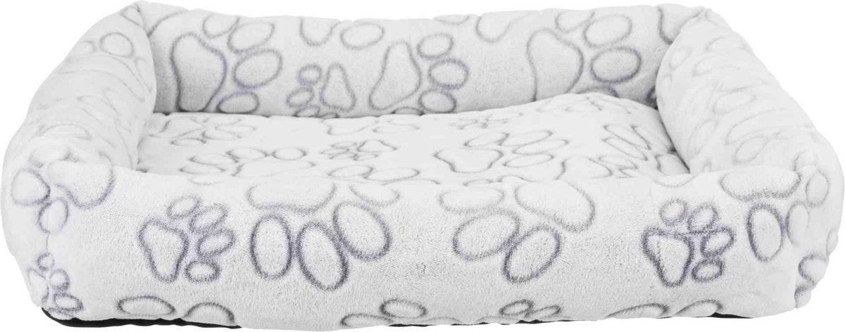 Lit pour chien Trixie - Nando angulaire gris clair - 60x50 cm, peluche, polyester, rembourrage en caoutchouc mousse