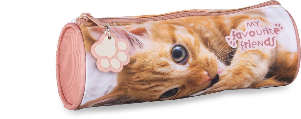 Lannoo graphiques - trousse à crayons mes amis préférés ronde 23cm chat rose